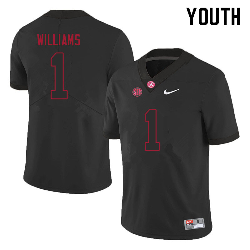 Alabama Crimson Tide Youth Jameson Williams #1 Black NCAA Nike Authentic Stitched 2021 College Football Jersey YV16G33UB